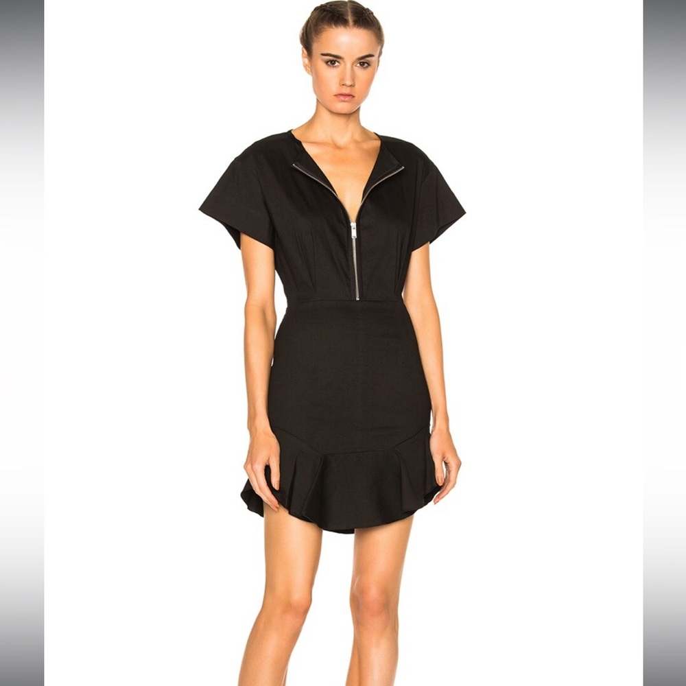Isabel Marant Etoile Ruffle “Neit New Flou” Mini Dress Black Linen XS 0/2 FR 34 - Picture 5 of 8